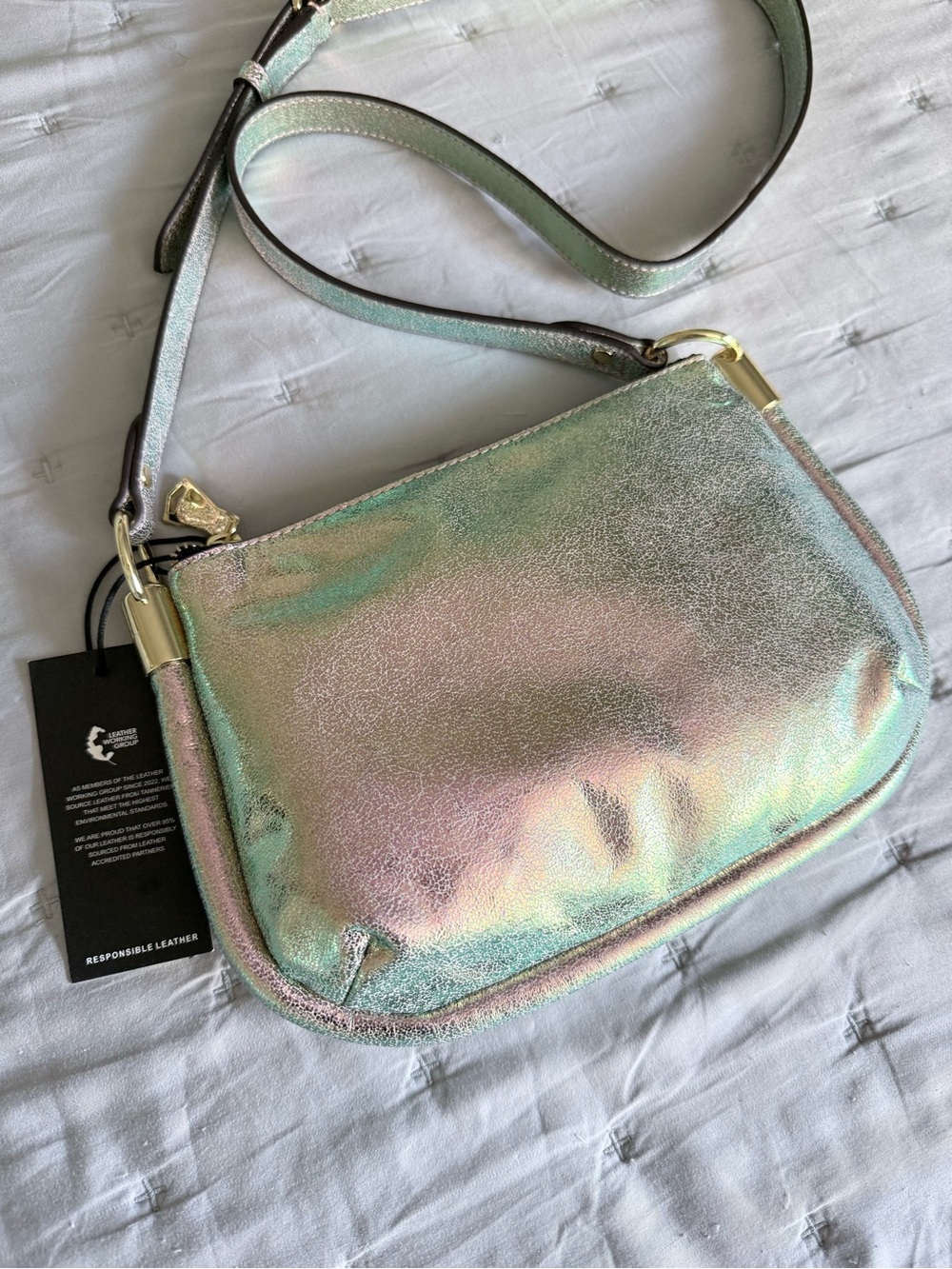 Aimee Kestenberg Iridescent Leather Crossbody with Gold Hardware